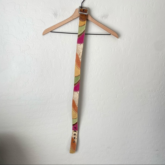 Fossil Vintage Y2k Patchwork Leather Suede Belt - Picture 4 of 4